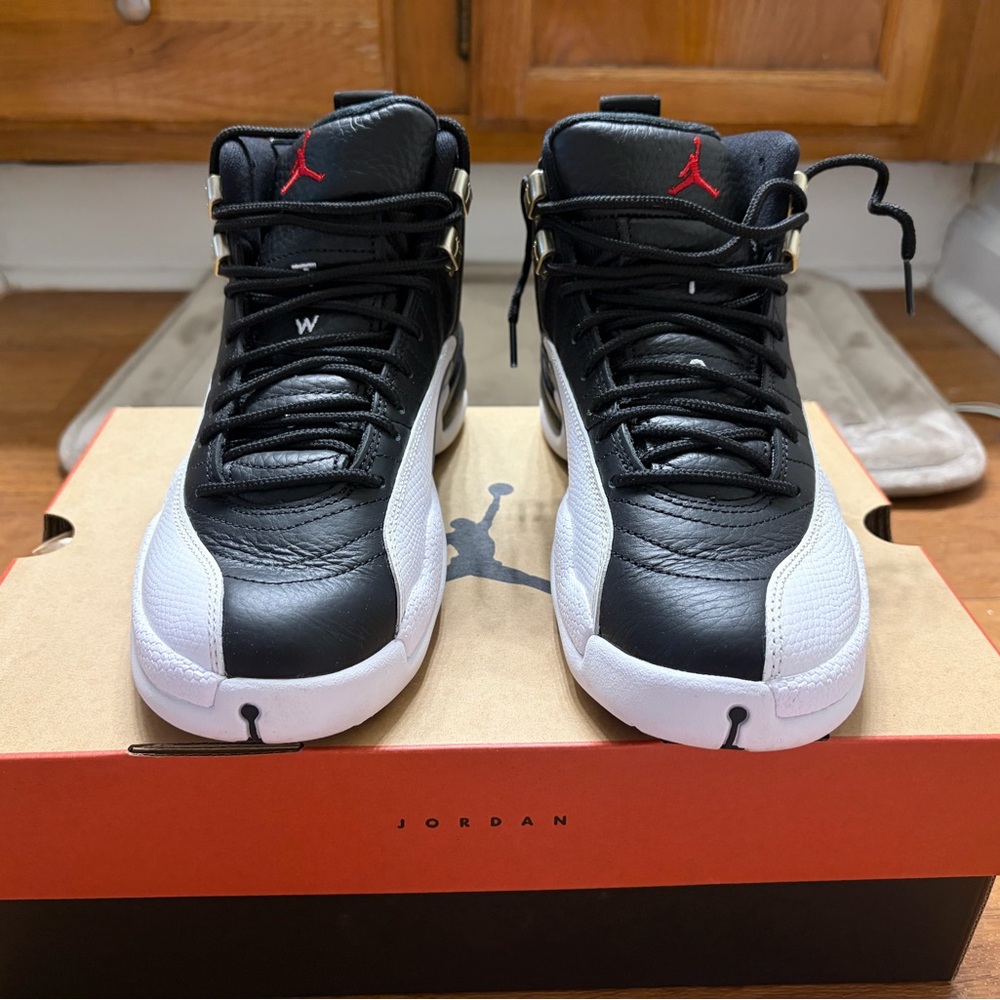 Air Jordan 12 Retro Black and White High-Top Sneakers